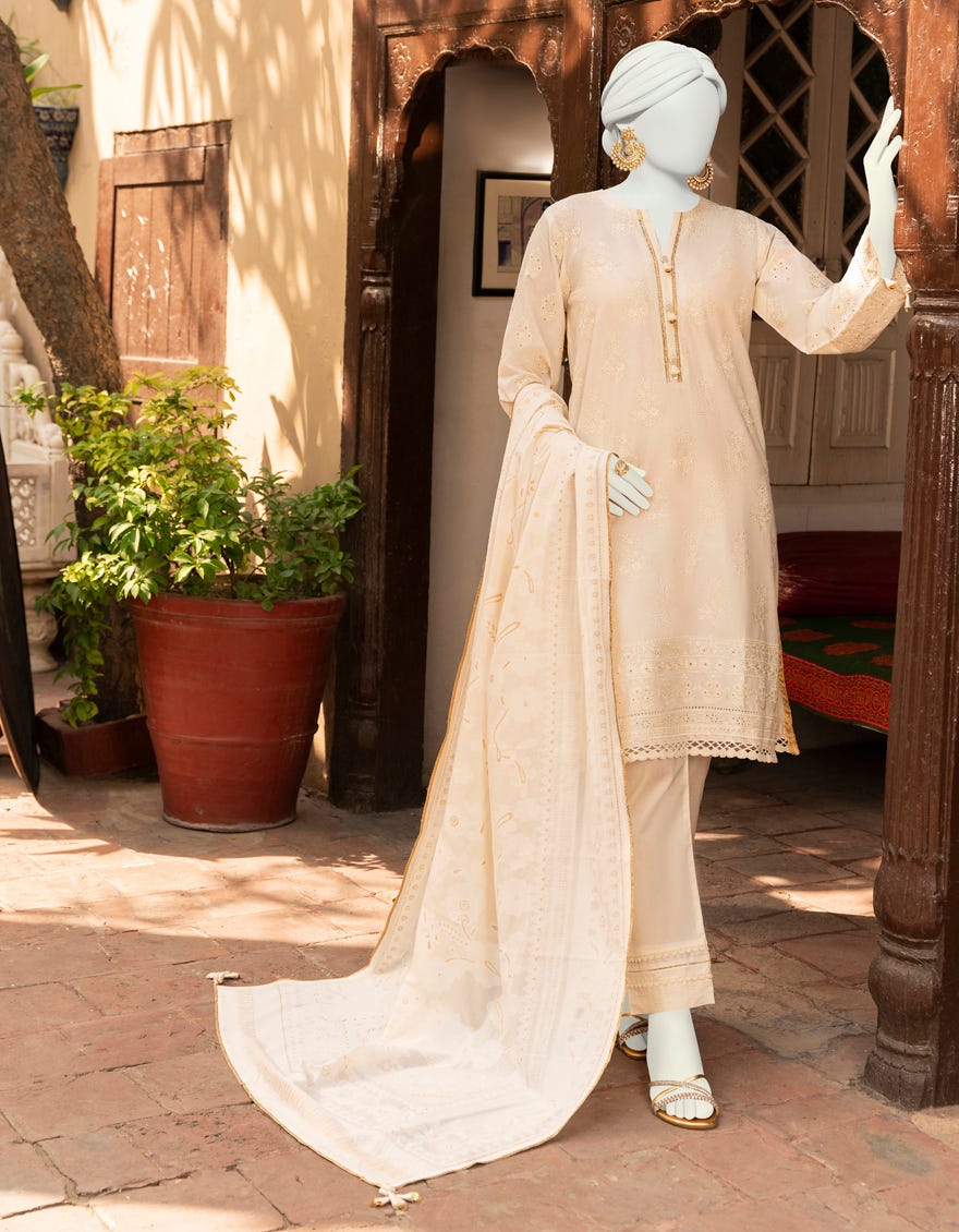 Off White Lawn Unstitched 3 Piece Dress | Jlawn-S-23-440