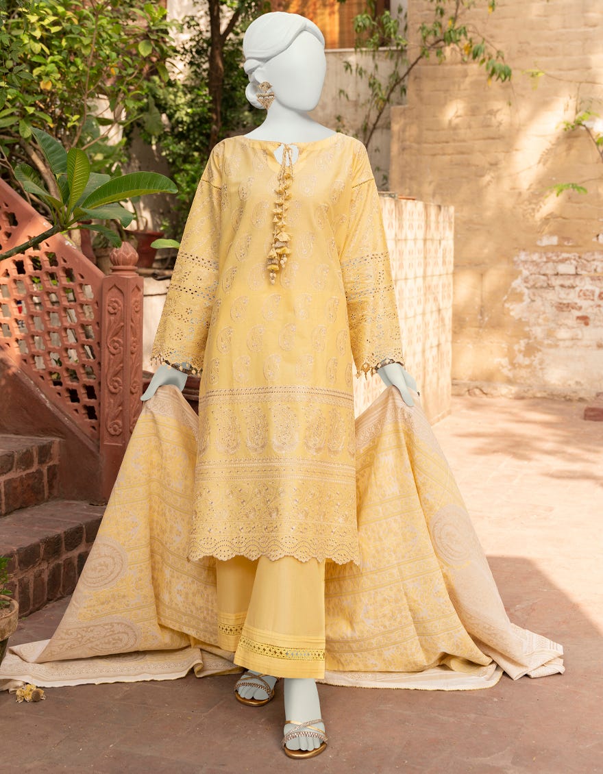 Lime Yellow Lawn Unstitched 3 Piece Dress | Jlawn-S-23-441