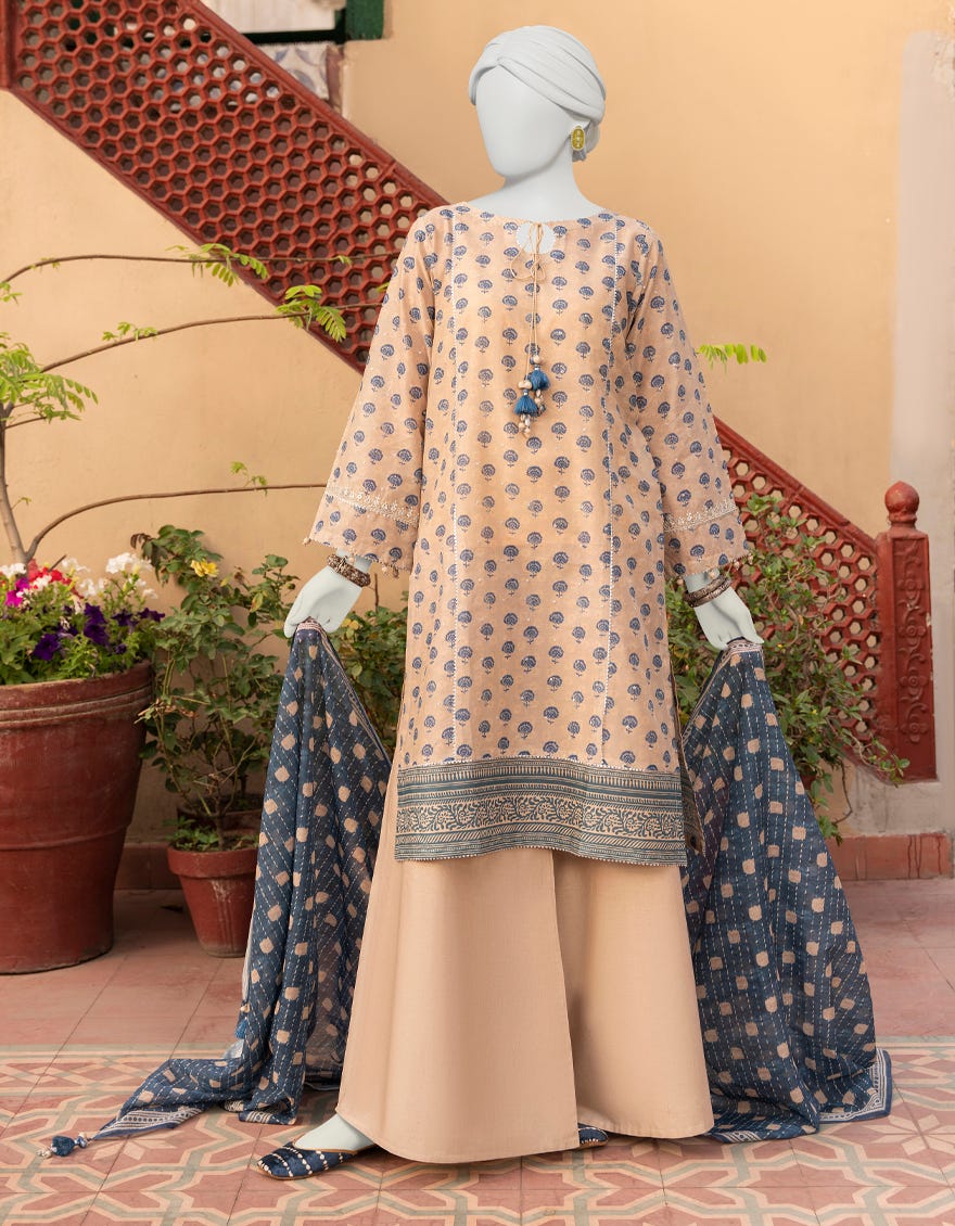 Beige-Blue Lawn Unstitched 3 Piece Dress | Jlawn-S-23-448