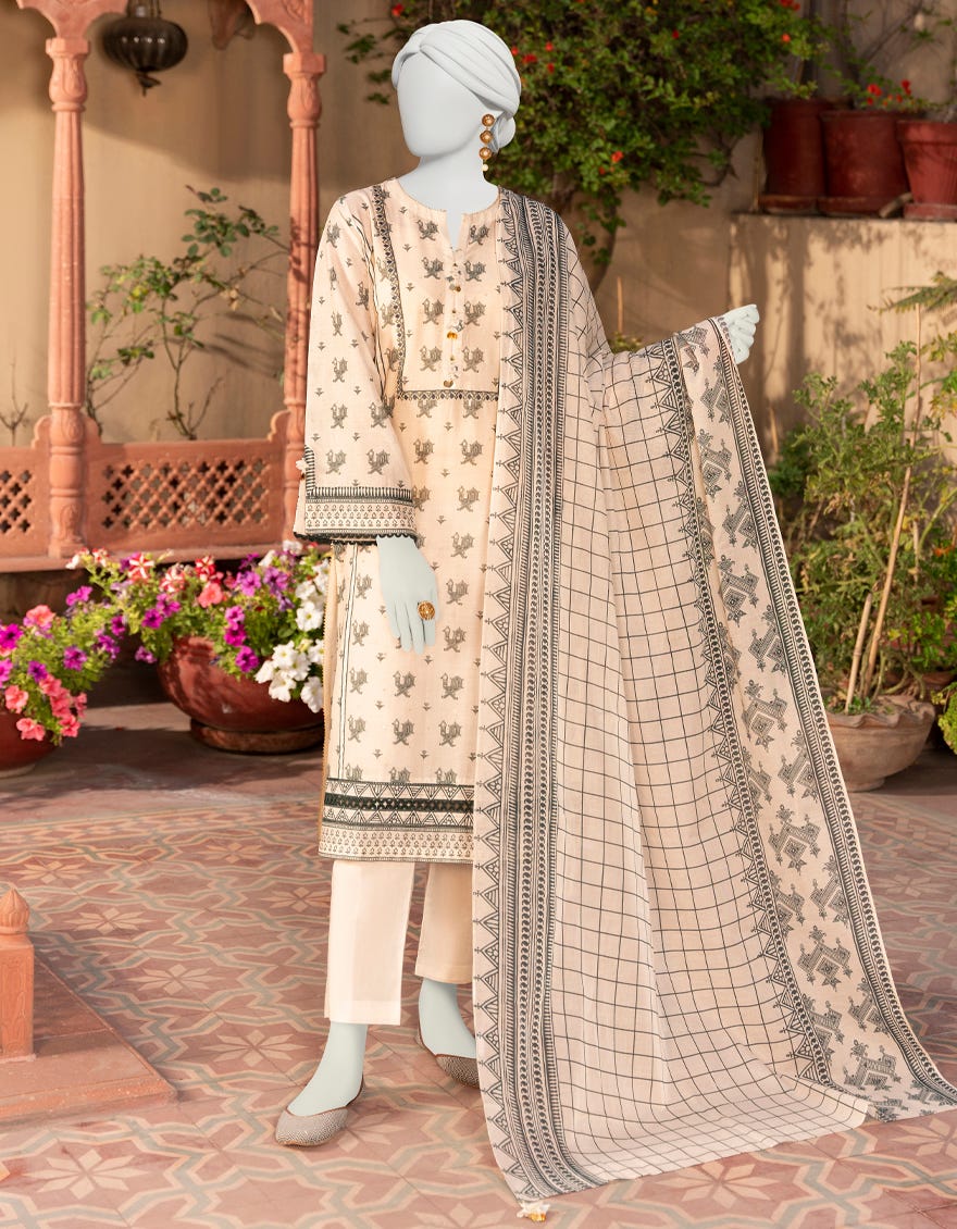 Beige Lawn Unstitched 3 Piece Dress | Jlawn-S-23-453
