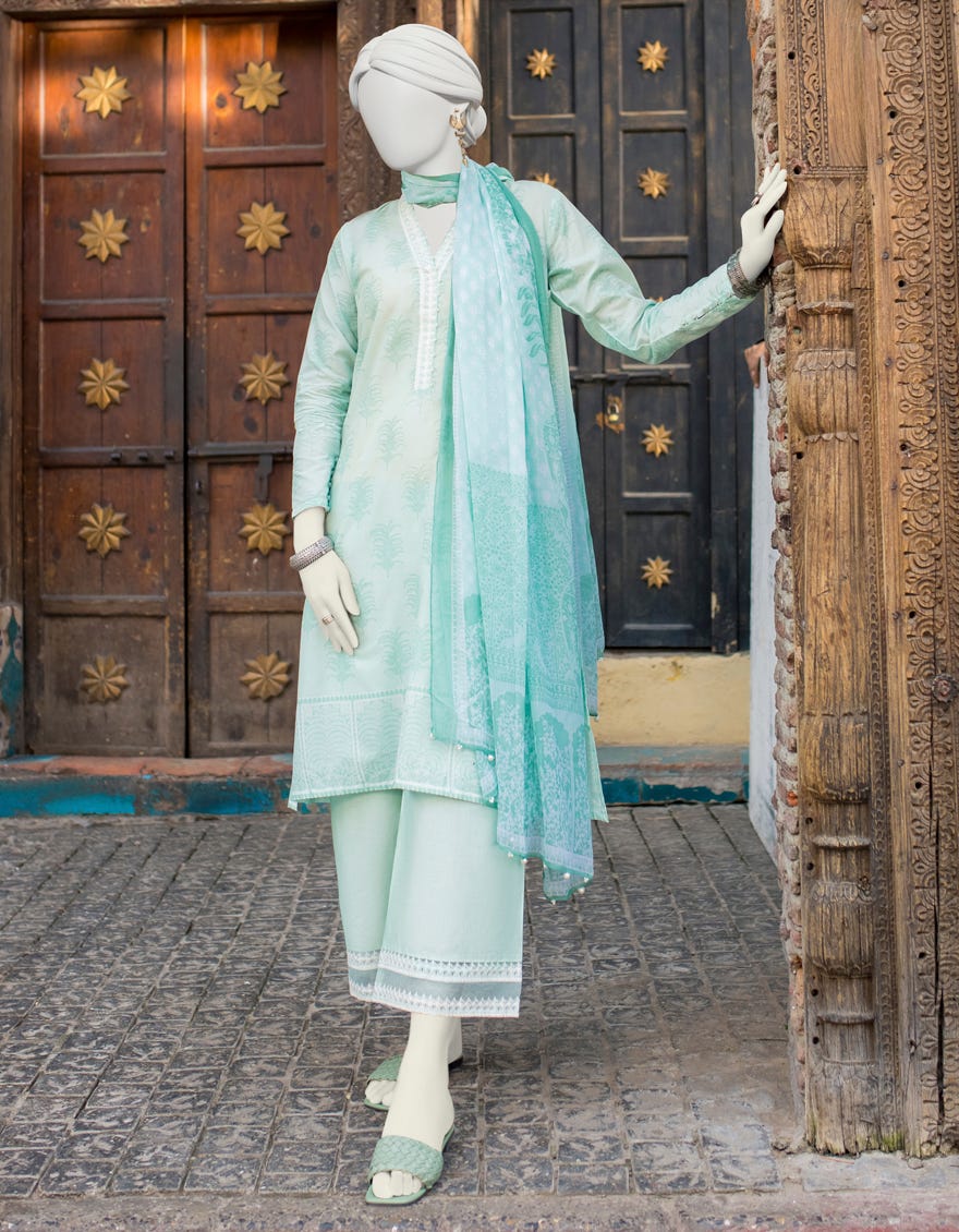 Sea Green Lawn Unstitched 3 Piece Dress | Jlawn-S-23-459