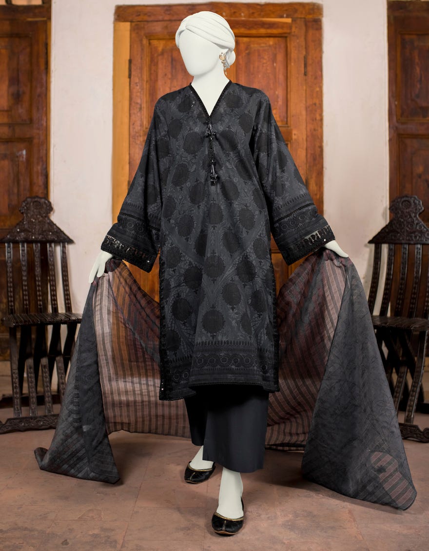Grey & Black Lawn Unstitched 3 Piece Dress | Jlawn-S-23-470