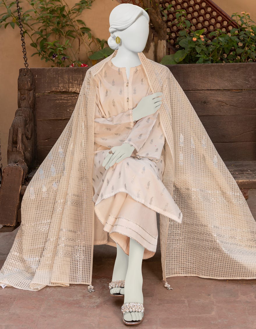 Off White Lawn Unstitched 3 Piece Dress | Jlawn-S-23-471