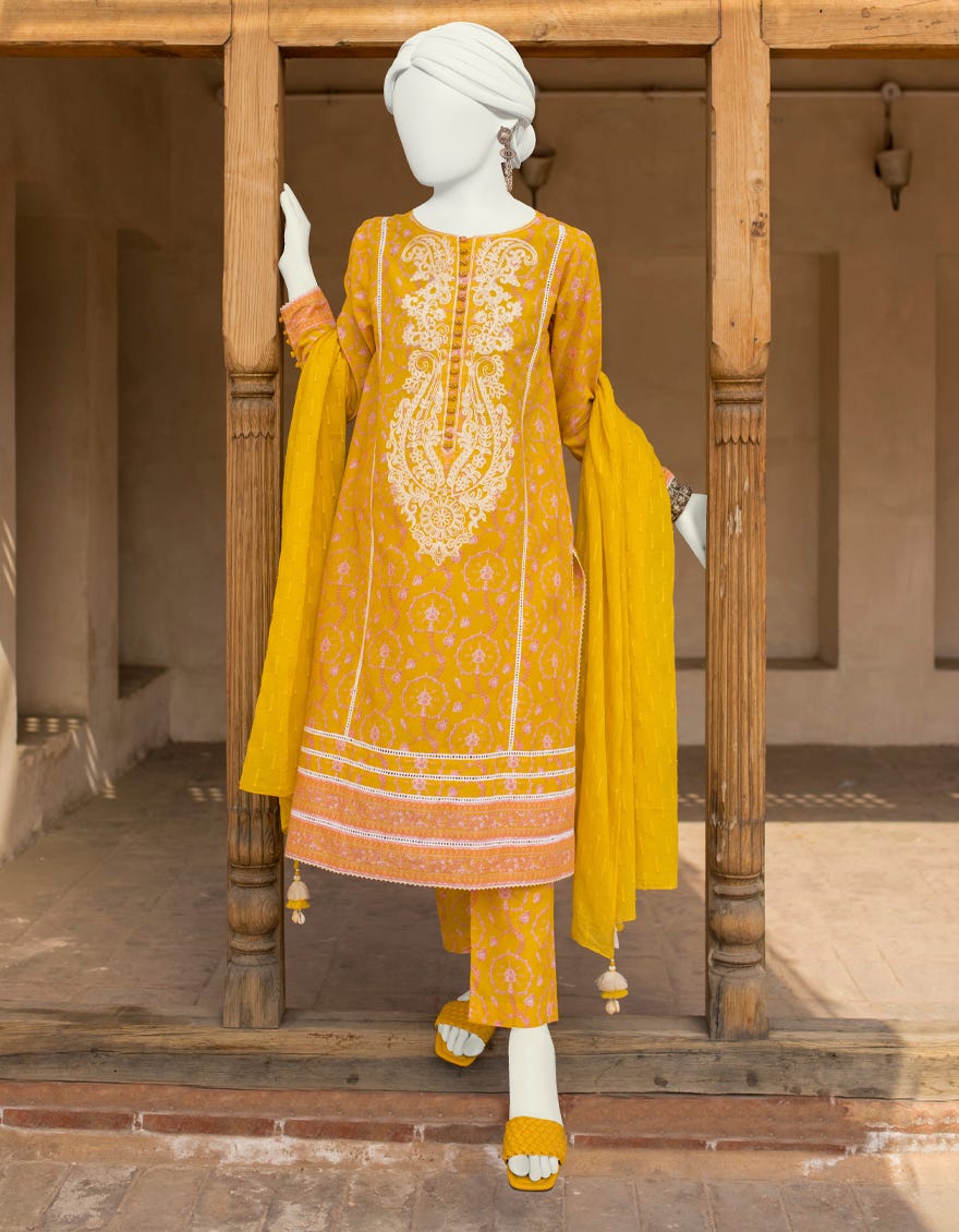 Yellow Lawn Unstitched 3 Piece Dress | Jlawn-S-23-478