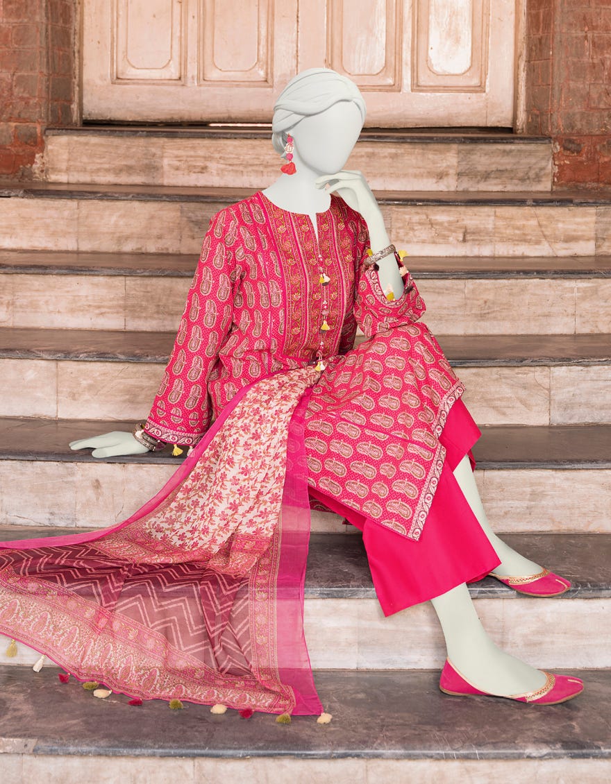 Pink Lawn Unstitched 3 Piece Dress | Jlawn-S-23-489