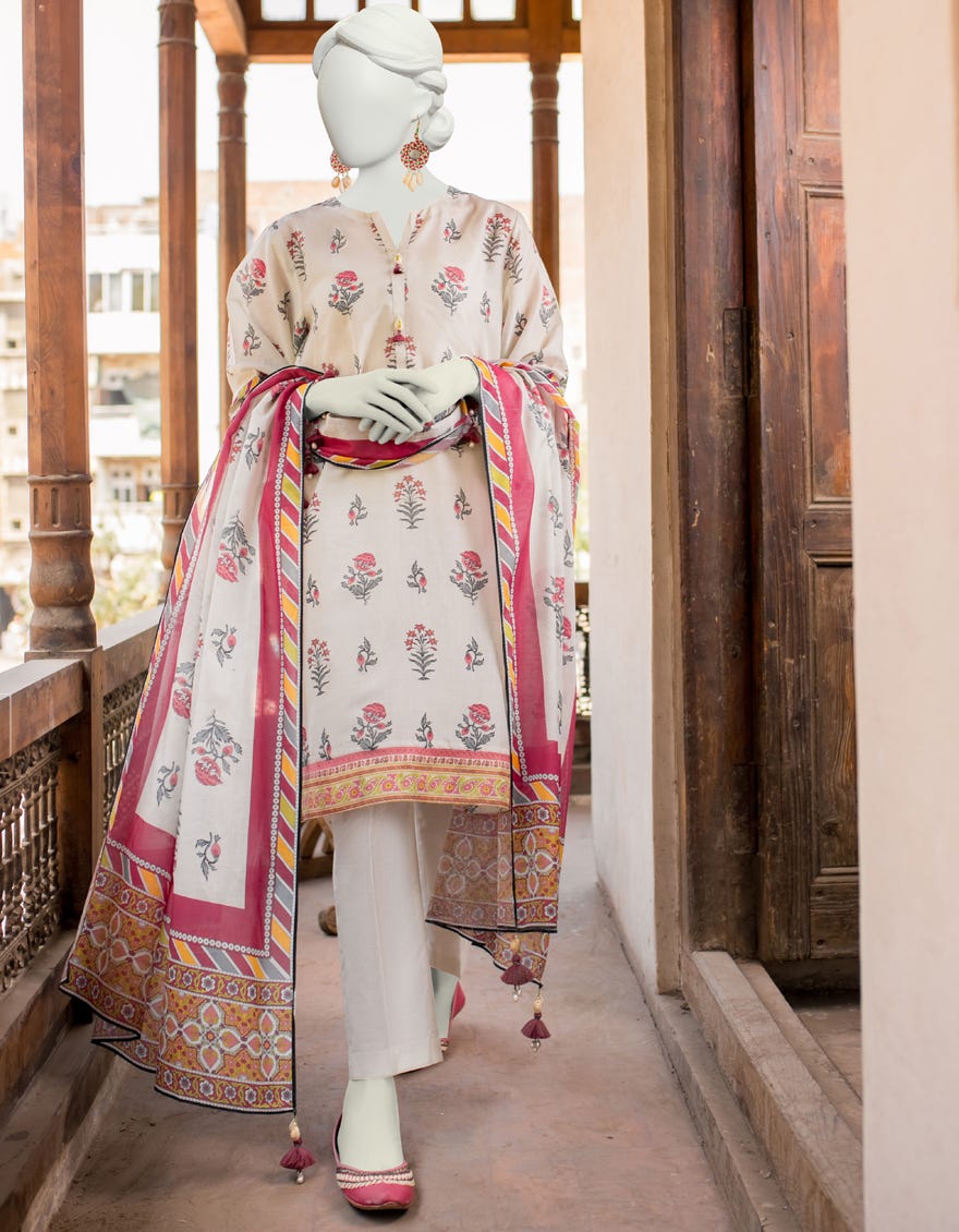 Off White Lawn Unstitched 3 Piece Dress | Jlawn-S-23-497