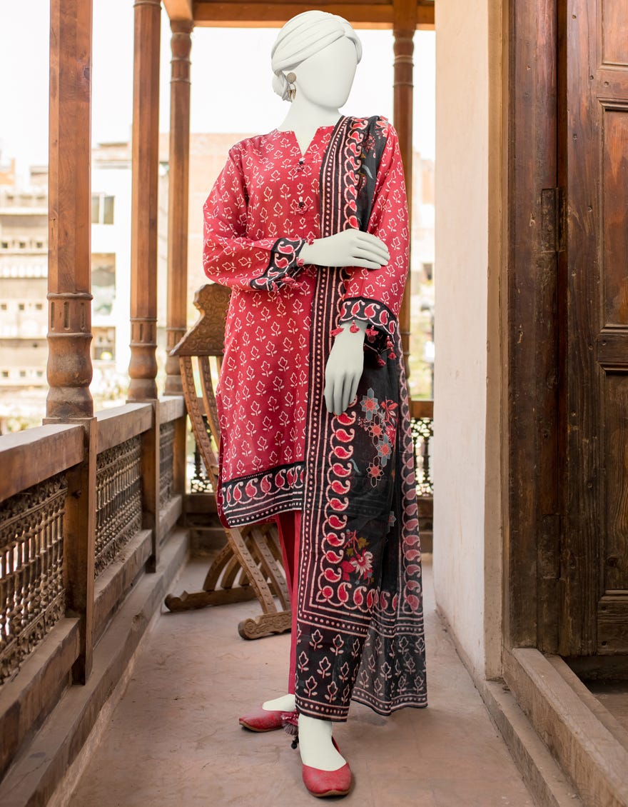Red Lawn Unstitched 3 Piece Dress | Jlawn-S-23-499