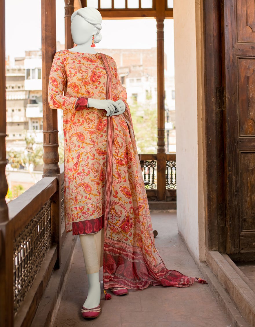 Multicolor Lawn Unstitched 3 Piece Dress | Jlawn-S-23-502