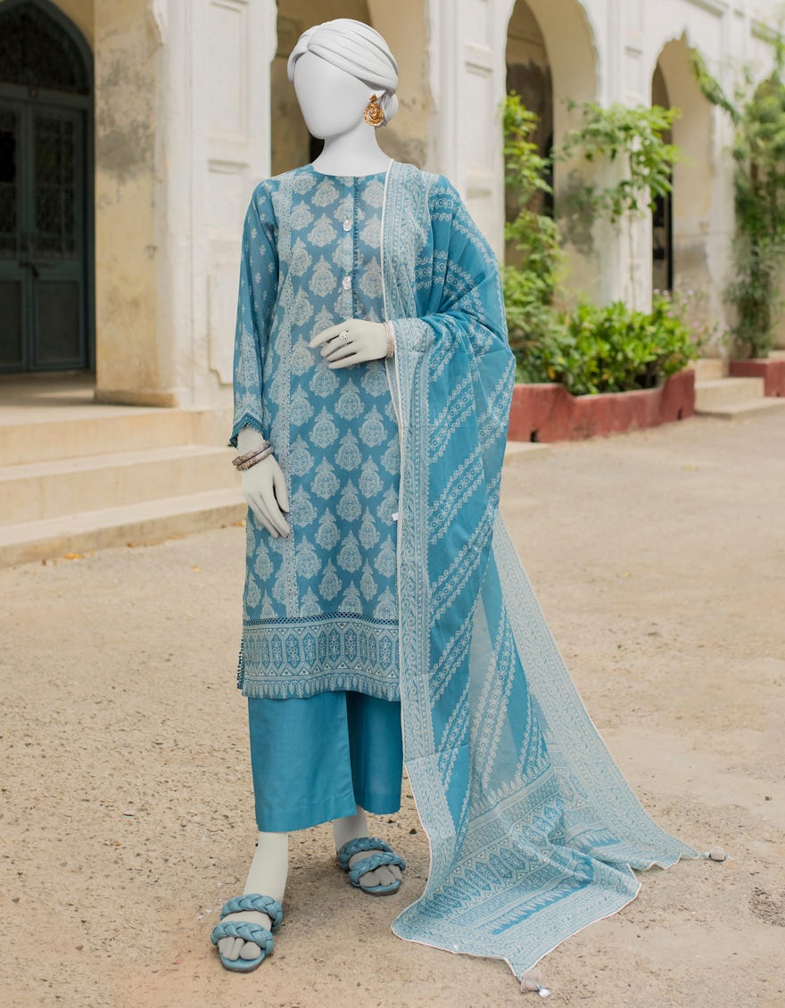 Teal Lawn Unstitched 3 Piece Dress | Jlawn-S-23-504