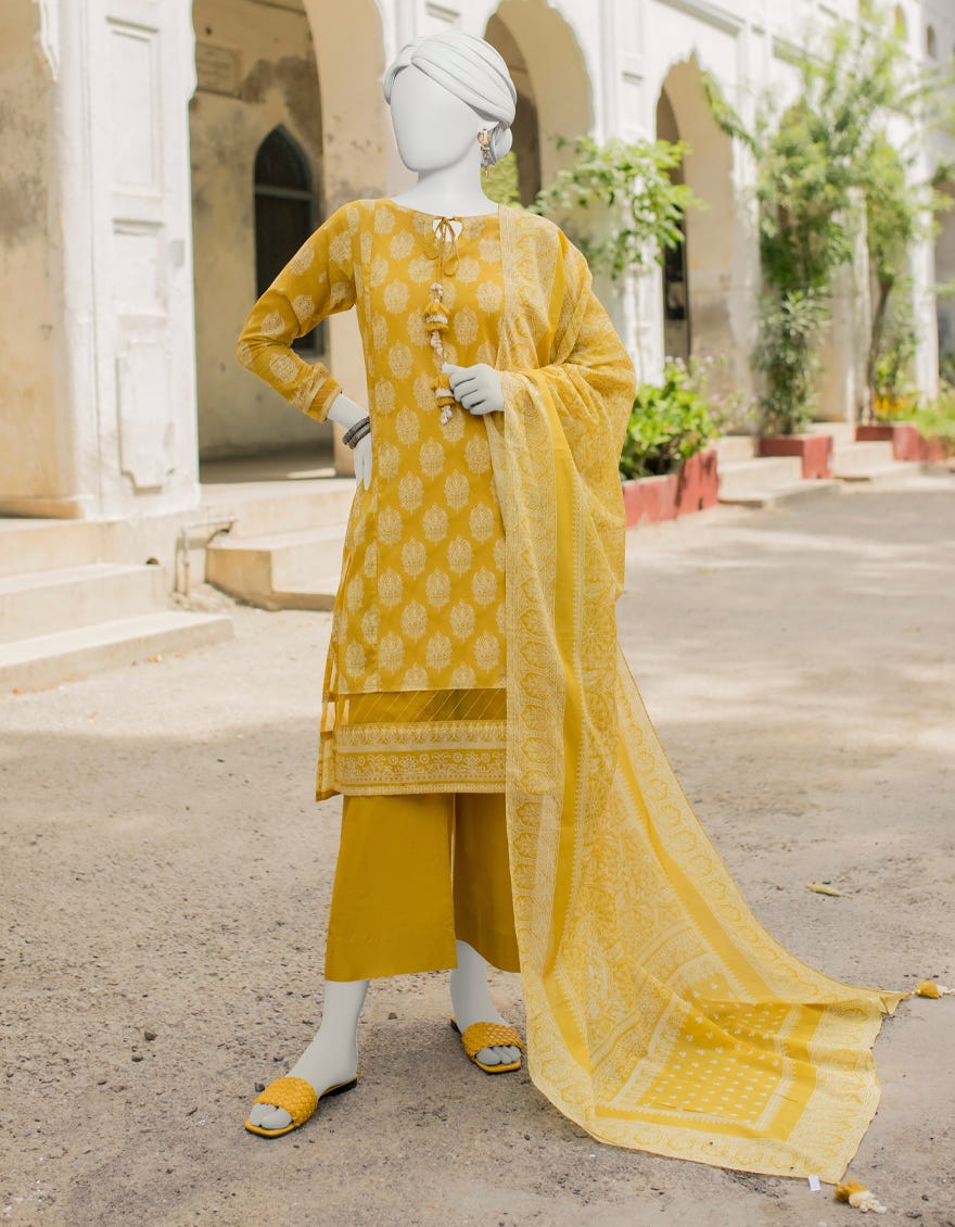 Yellow Lawn Unstitched 3 Piece Dress | Jlawn-S-23-506