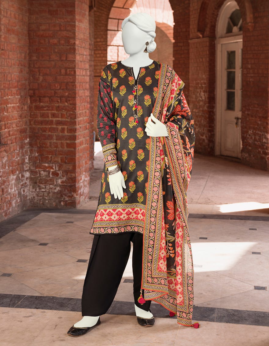 Black Lawn Unstitched 3 Piece Dress | Jlawn-S-23-530