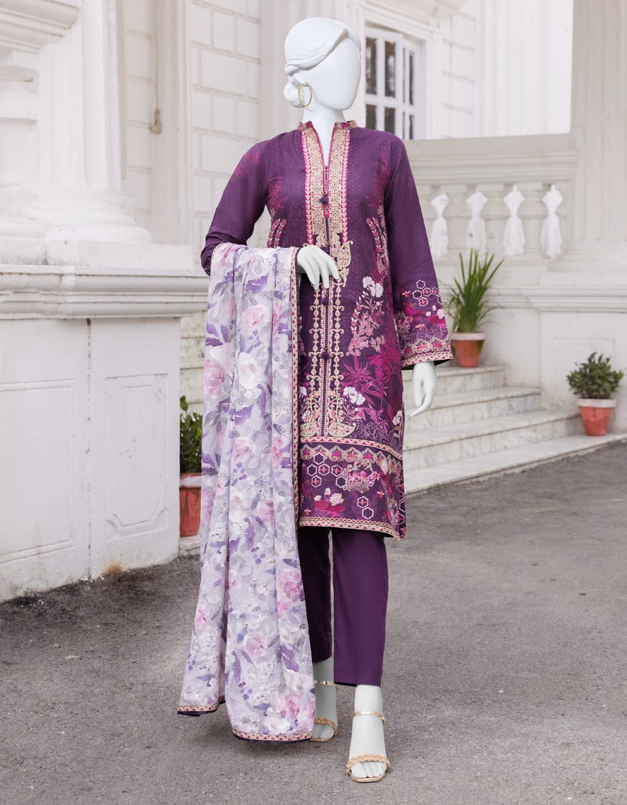 PURPLE CAMBRIC 3PC STITCHED | JJPW-S-JPWS-23-531