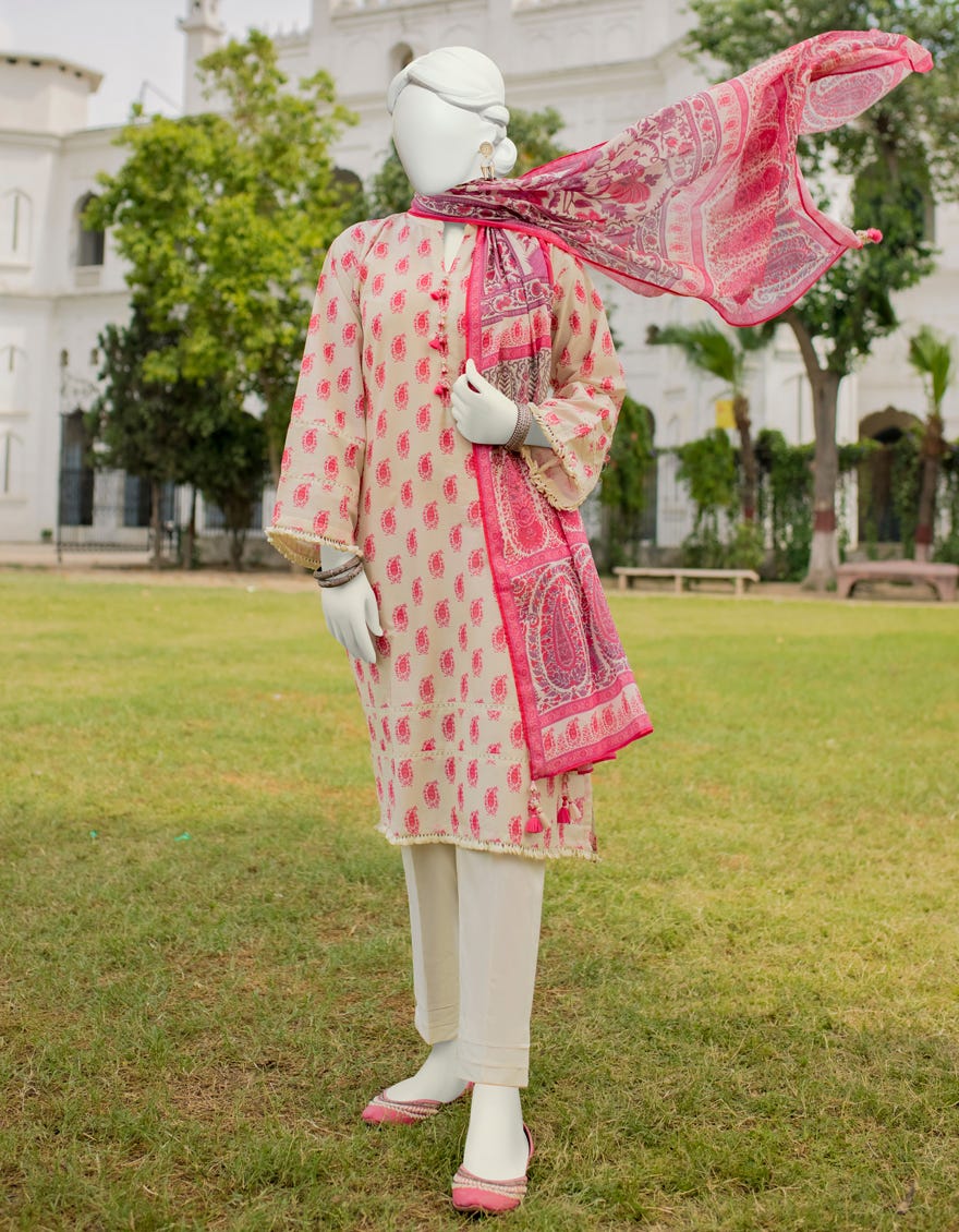Beige-Pink Lawn Unstitched 3 Piece Dress | Jlawn-S-23-540