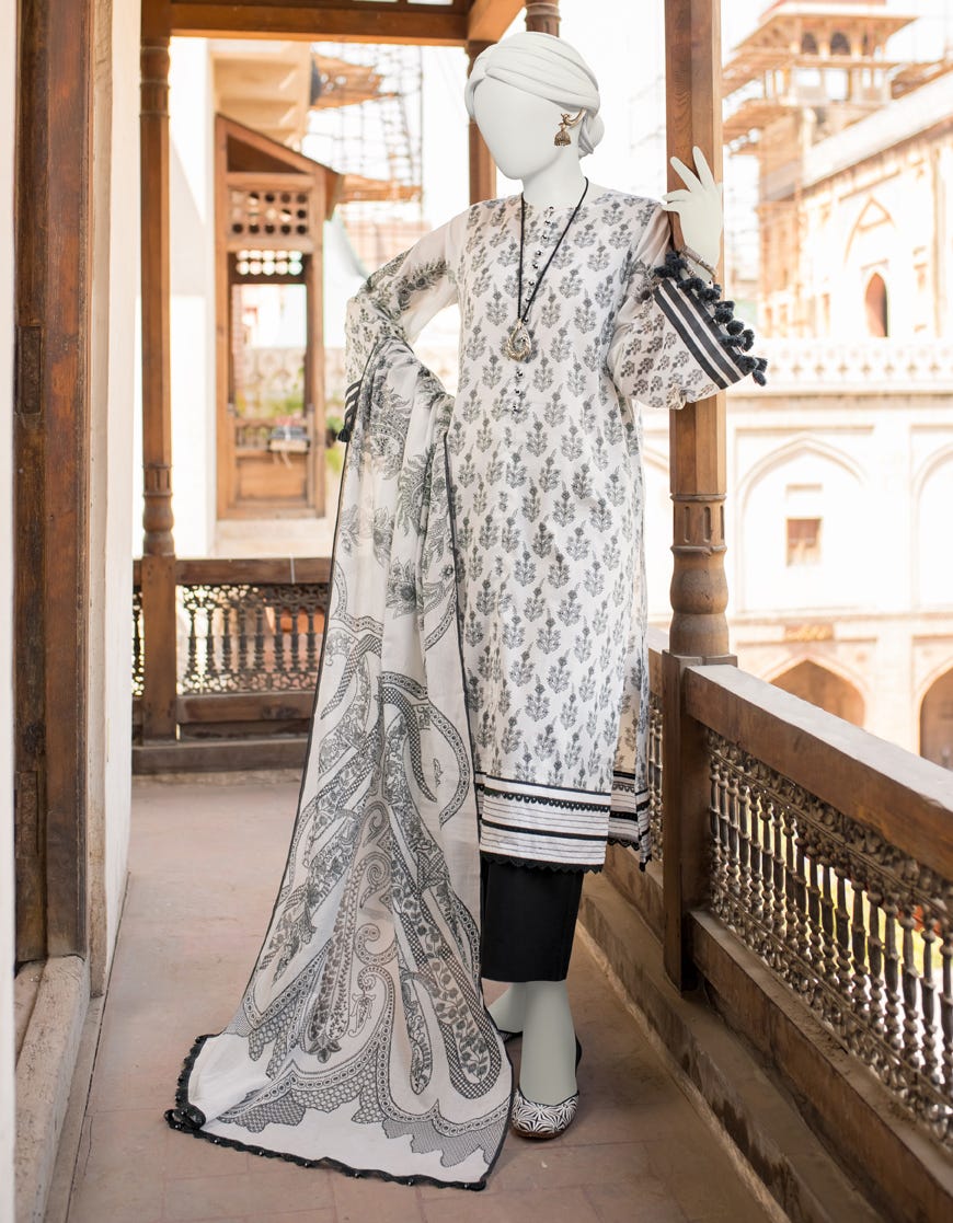 Black-White Lawn Unstitched 3 Piece Dress | Jlawn-S-23-544