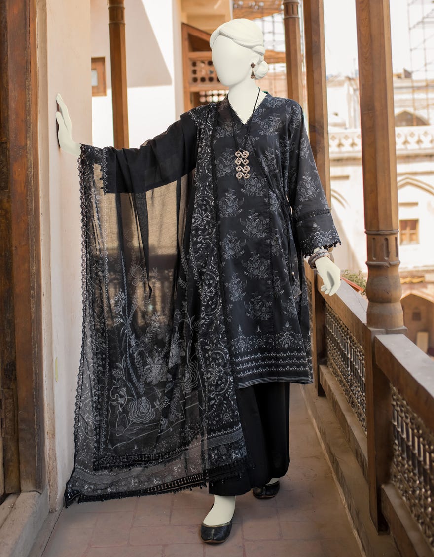 Black Lawn Unstitched 3 Piece Dress | Jlawn-S-23-545