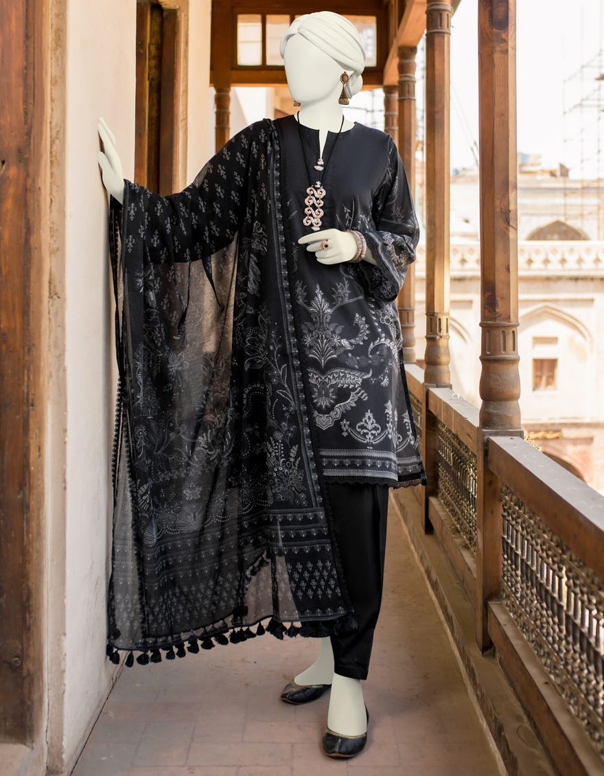 Black Lawn Unstitched 3 Piece Dress | Jlawn-S-23-546