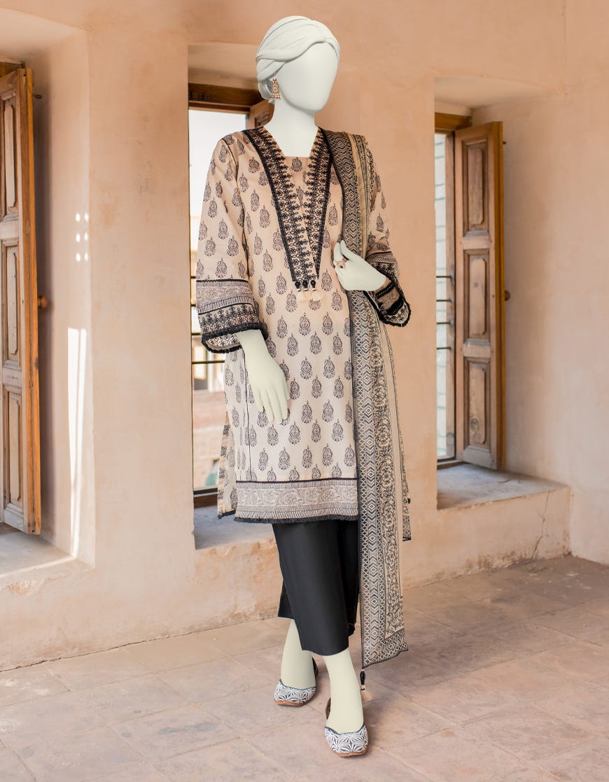 Beige Lawn Unstitched 3 Piece Dress | Jlawn-S-23-547