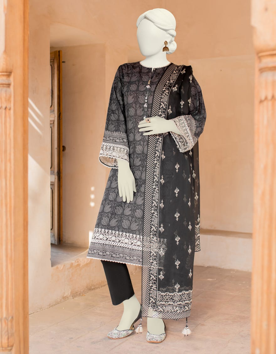 Black-Grey Lawn Unstitched 3 Piece Dress | Jlawn-S-23-550