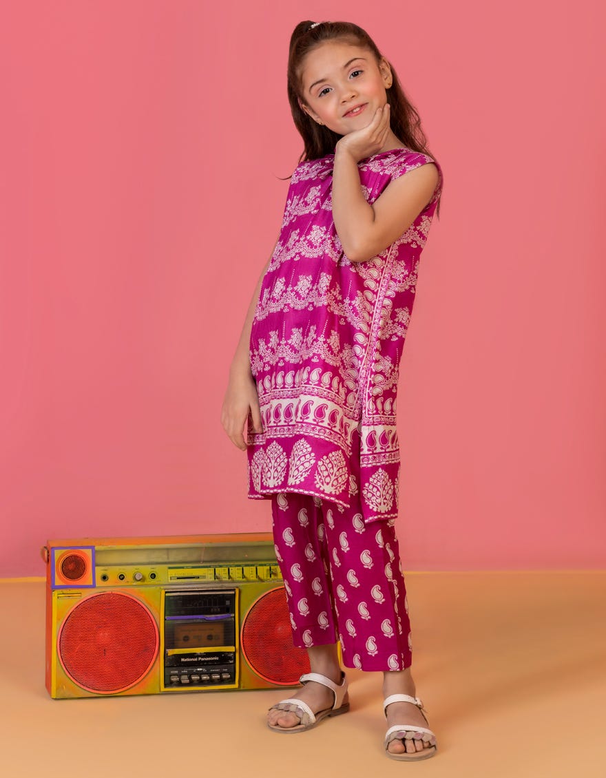 Pink Lawn Girls 2 Piece Stitched | Jgkl-S-Jk2-23-5601