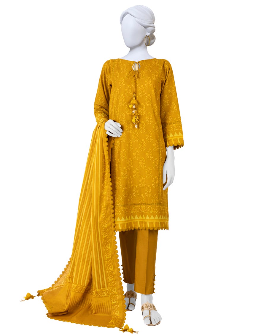 Yellow Lawn Unstitched 3 Piece Dress | Jlawn-S-23-572