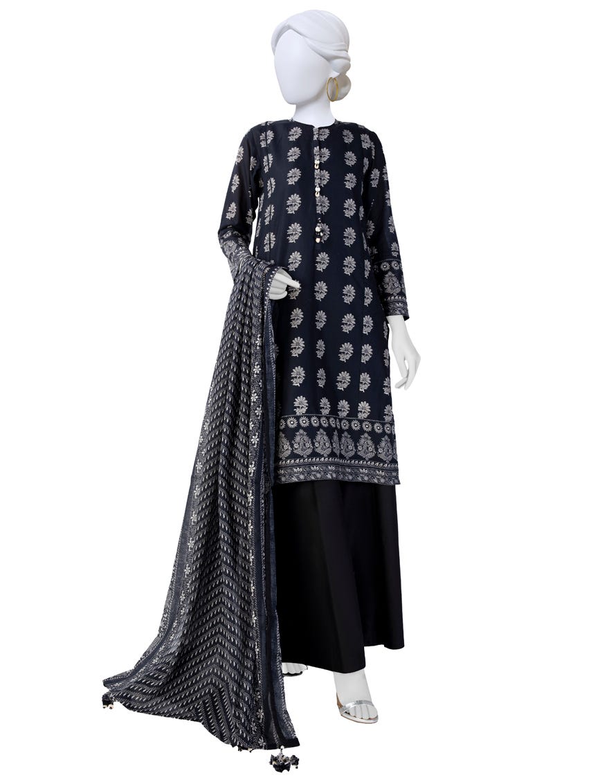 Black Lawn Unstitched 3 Piece Dress | Jlawn-S-23-591