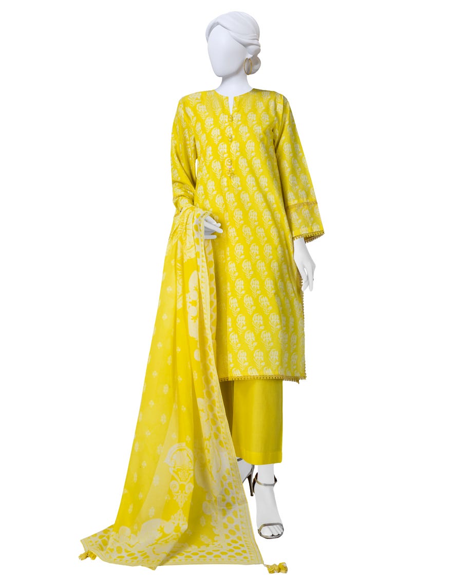 Yellow Lawn Unstitched 3 Piece Dress | Jlawn-S-23-601