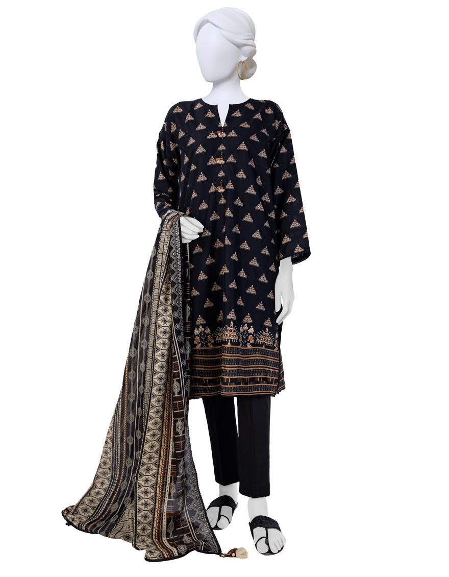 Black Lawn Unstitched 3 Piece Dress | Jlawn-S-23-612
