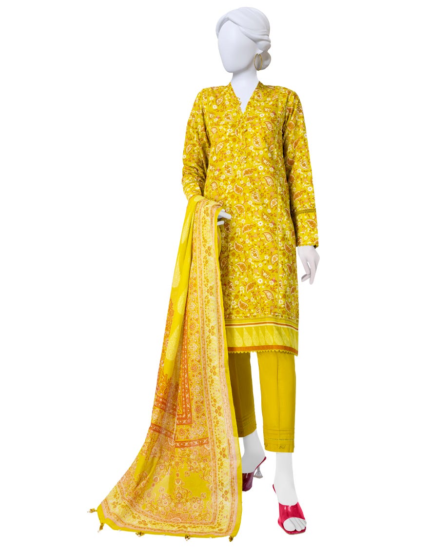 Yellow Lawn Unstitched 3 Piece Dress | Jlawn-S-23-620