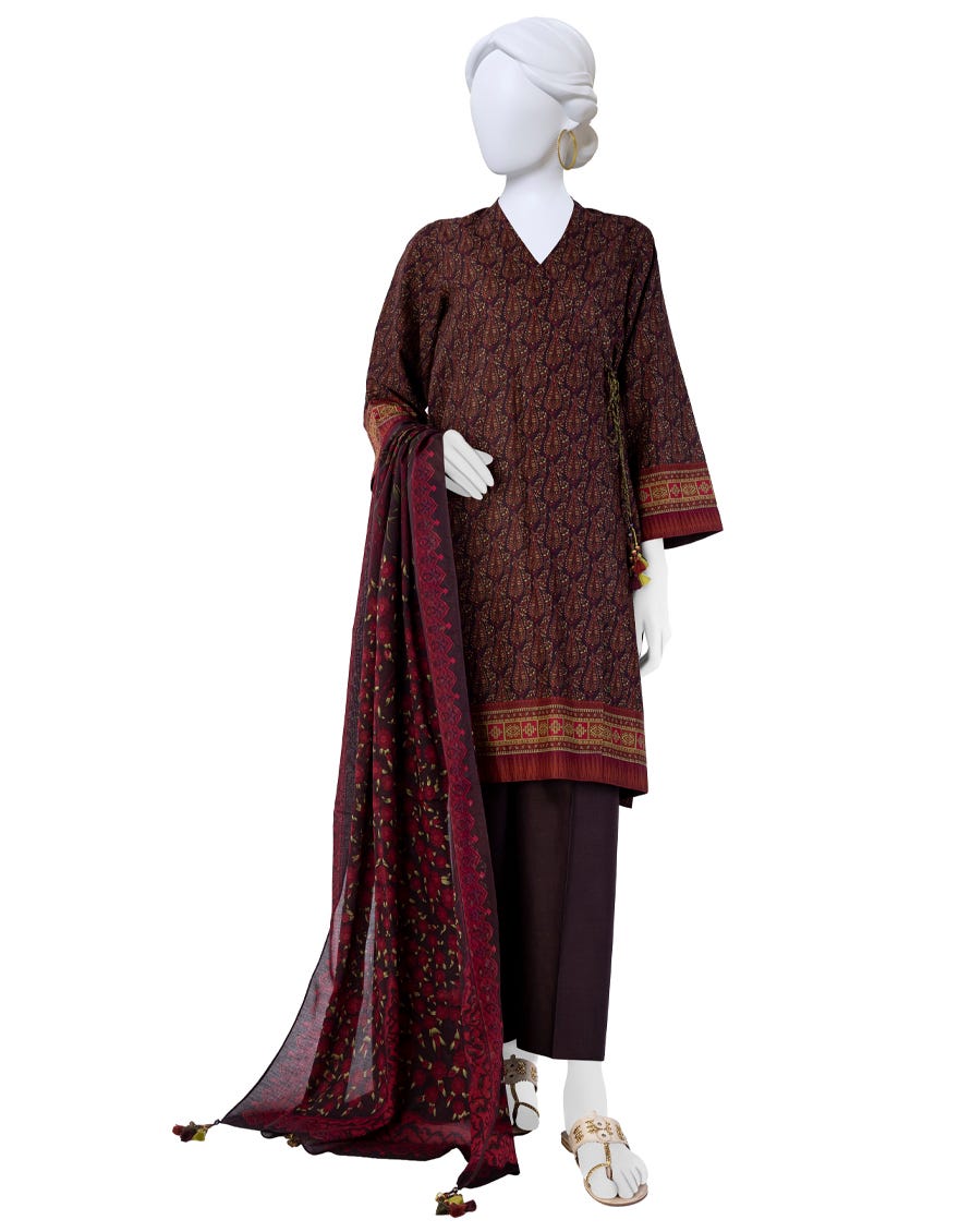 Maroon Lawn Unstitched 3 Piece Dress | Jlawn-S-23-622