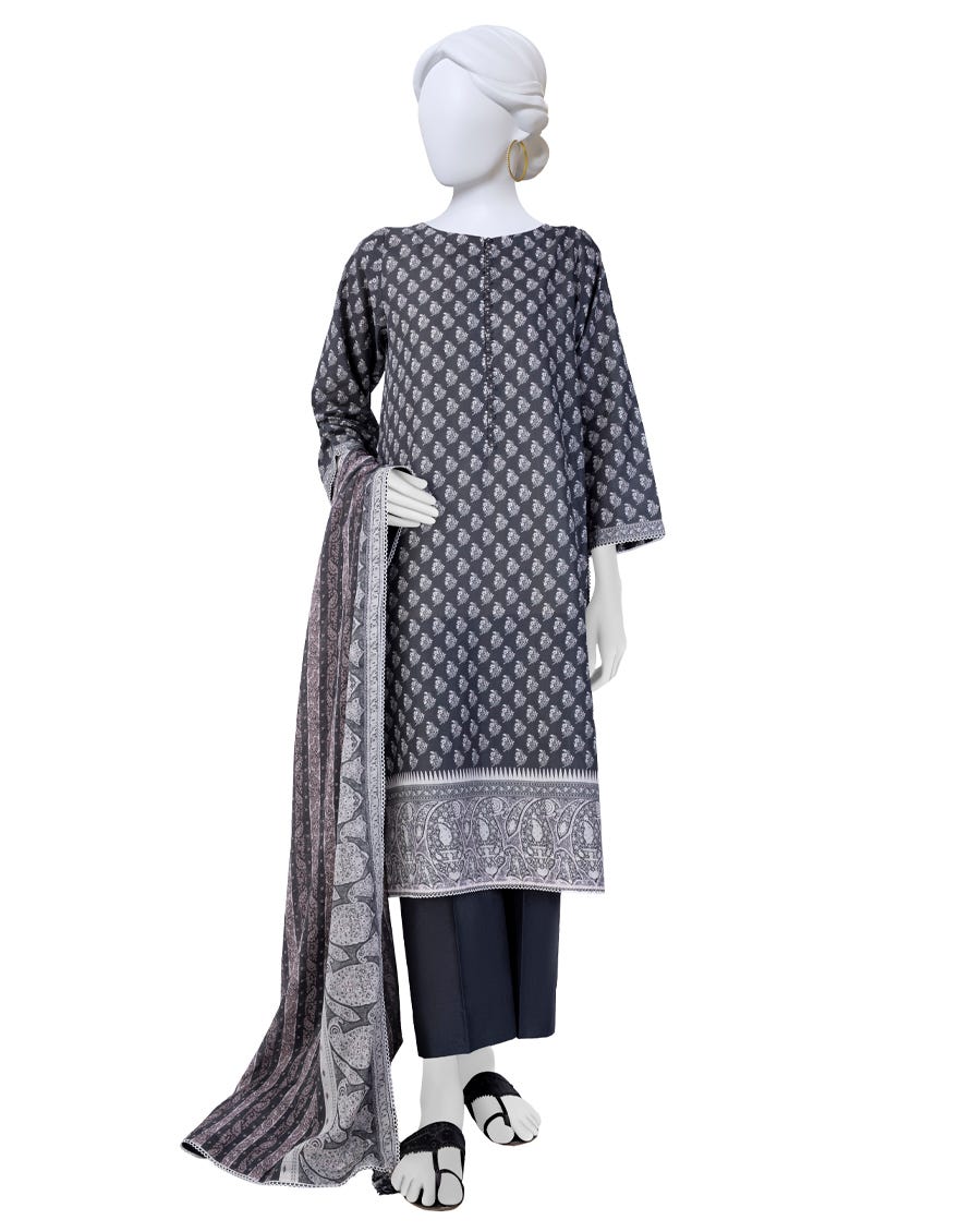 MULTICOLOR LAWN UNSTITCHED 3PC