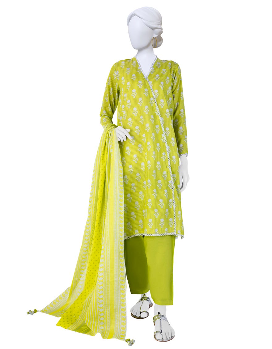 MULTICOLOR LAWN UNSTITCHED 3PC