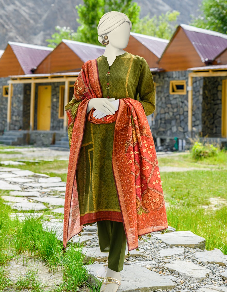 Multicolor Khaddar Unstitched 2 Piece Dress | Jjls-W-Jw2-23-7038