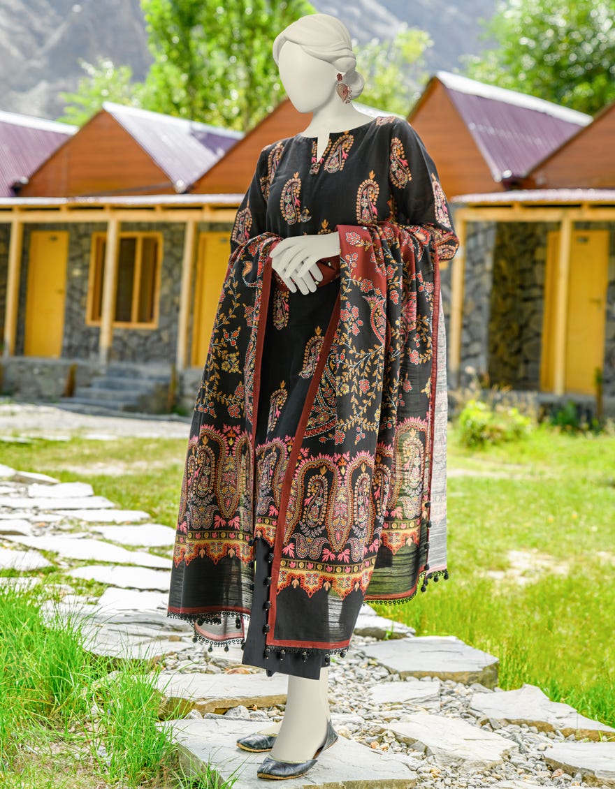 Multicolor Khaddar Unstitched 2 Piece Dress | Jjls-W-Jw2-23-7044