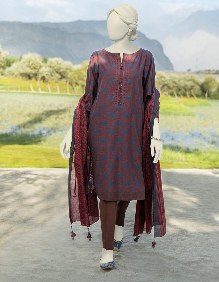 Multicolor Cambric Unstitched 2 Piece Dress | Jjls-W-Jw2-23-7053