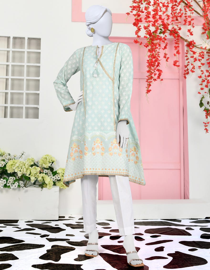 Aqua Cotton Women's Kurti | Jjlk-S-Jpwk-23-893