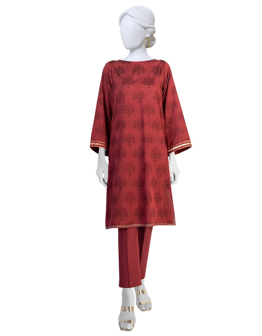 Red Yarn Dyed Unstitched 1Pc | Jlawn-S-Jsu-23-913