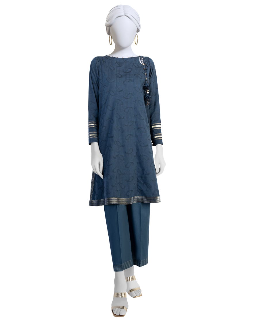 Blue Yarn Dyed Unstitched 1Pc | Jlawn-S-Jsu-23-914