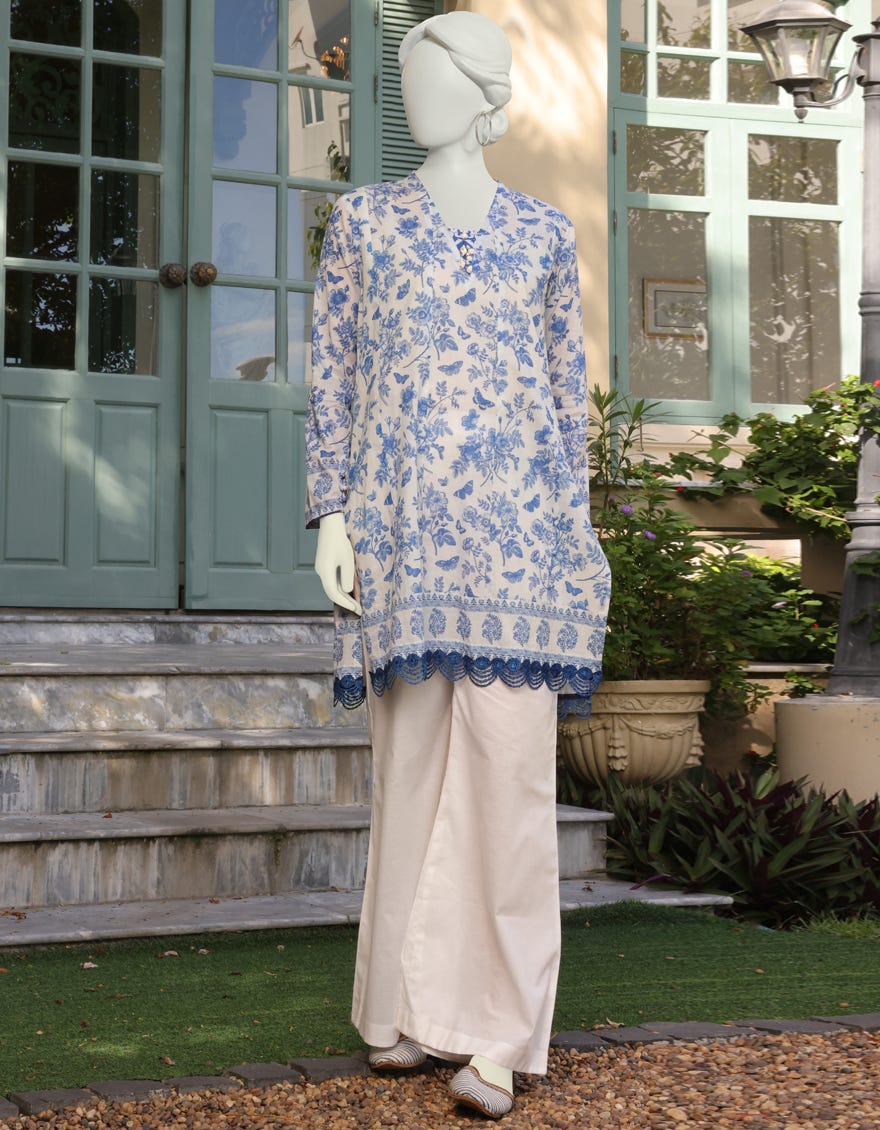 White-Blue Lawn Unstitched 1Pc | Jlawn-S-Jsu-23-917