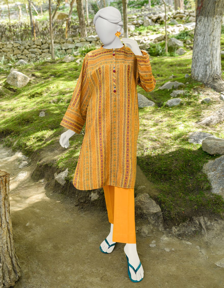 Yellow Khaddar Unstitched 1Pc | Jjls-W-Jsu-23-936