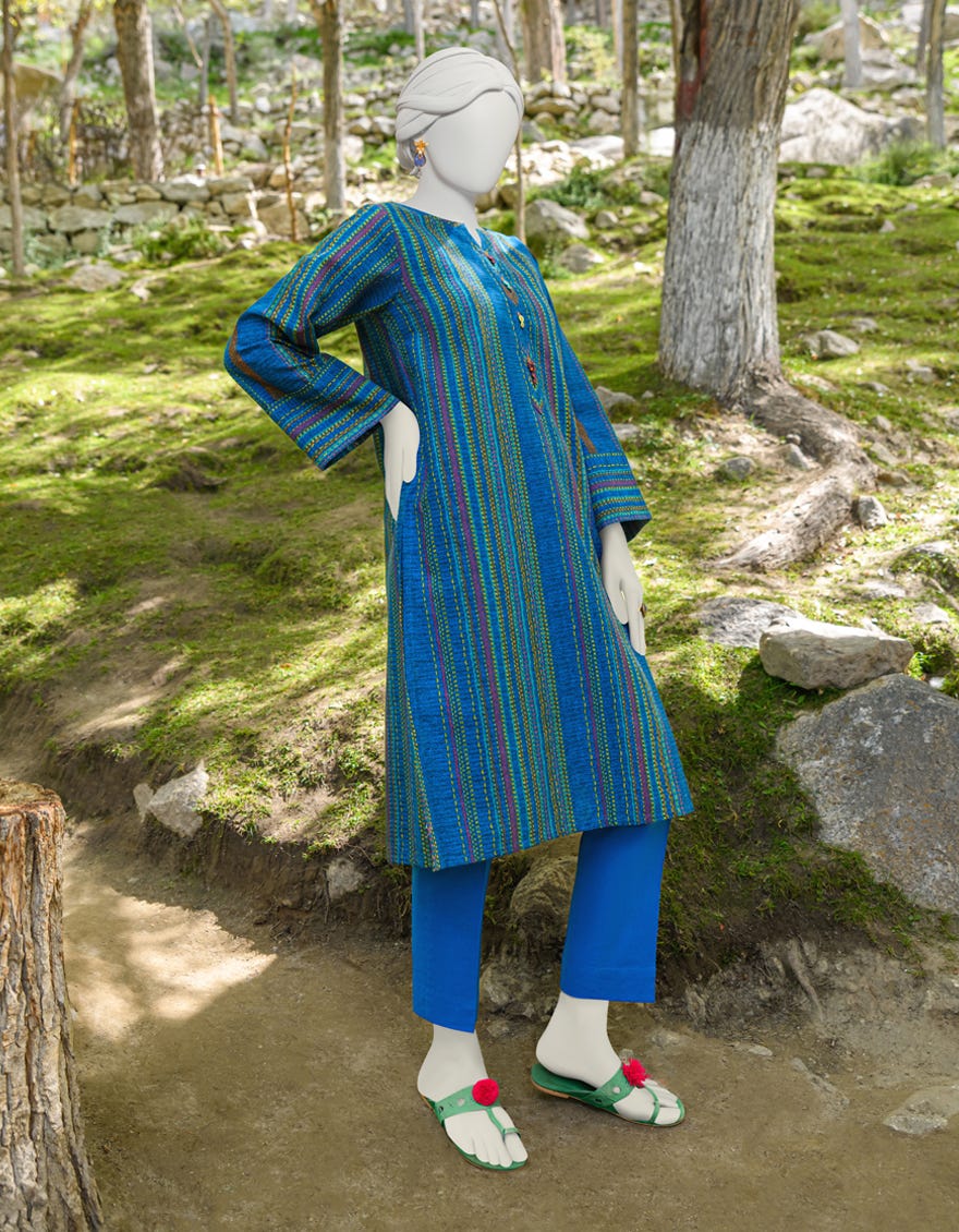 Blue Khaddar Unstitched 1Pc | Jjls-W-Jsu-23-939