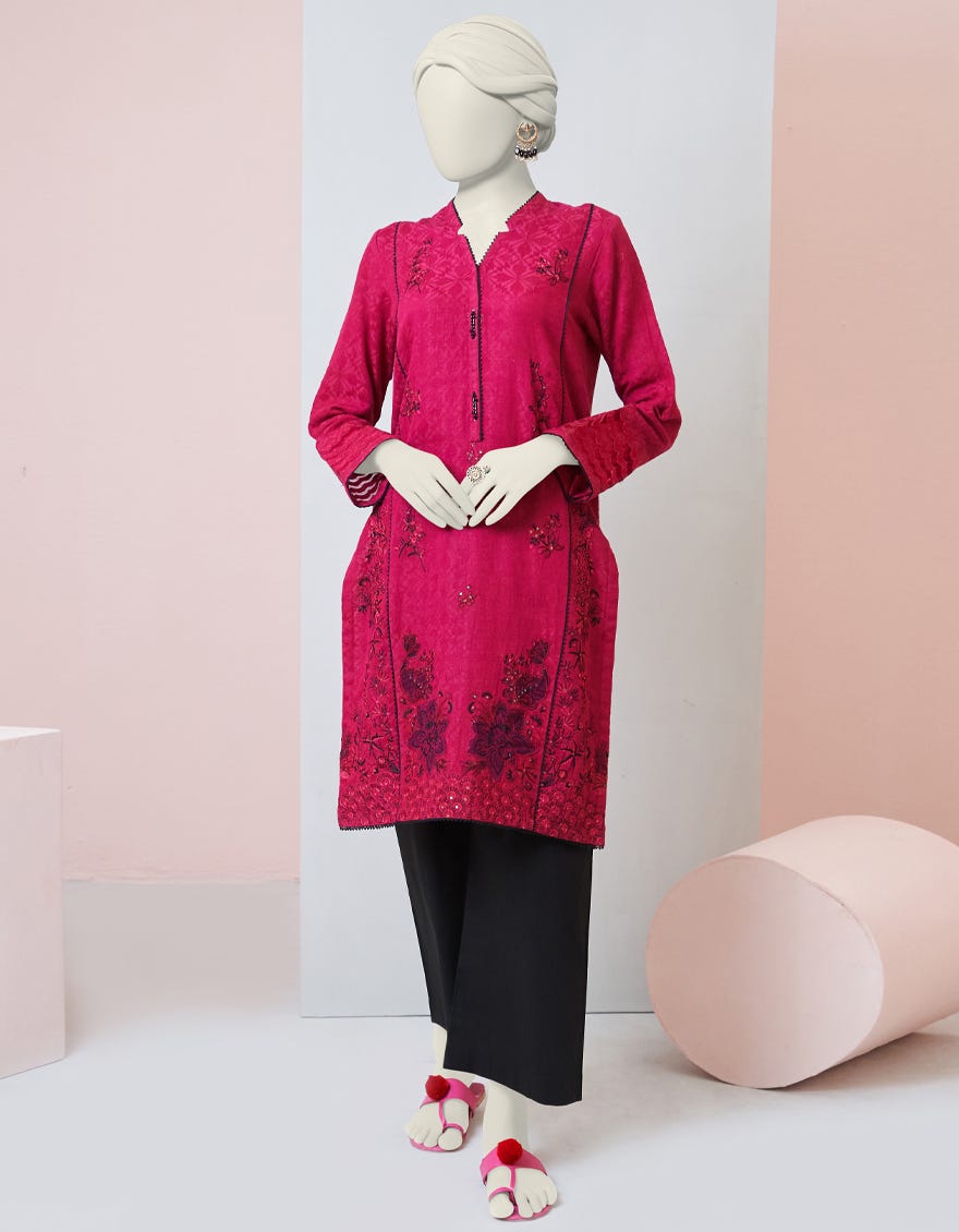 Pink Dobby Cotton Women's Kurti | Jjlk-S-Jpwk-23-972