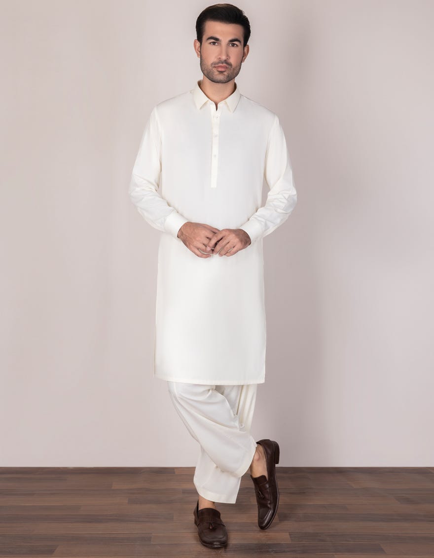 Pale Yellow Polyester Unstitched Kameez Shalwar Fabric | Jjms-2306