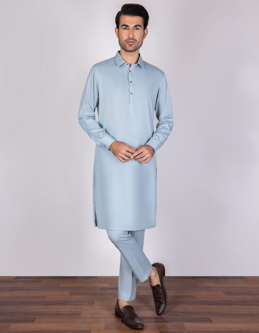 Powder Blue Blended Unstitched Kameez Shalwar Fabric | Jjms-2319