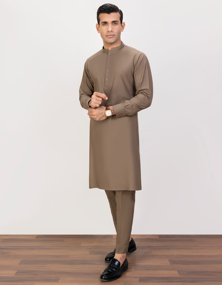 BROWN BLENDED UNSTITCHED KAMEEZ SHALWAR FABRIC | JJMS-2360