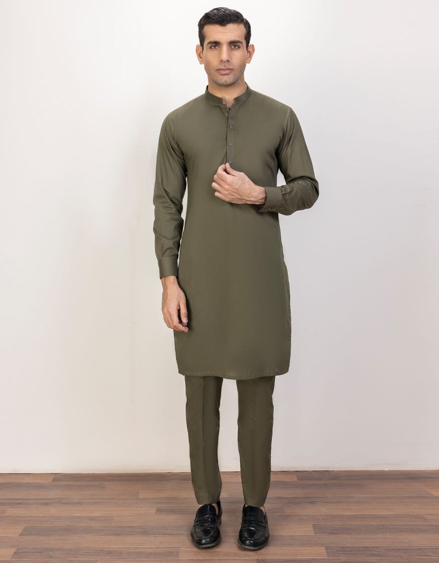 Green Cotton Unstitched Kameez Shalwar Fabric | Jjms-2392