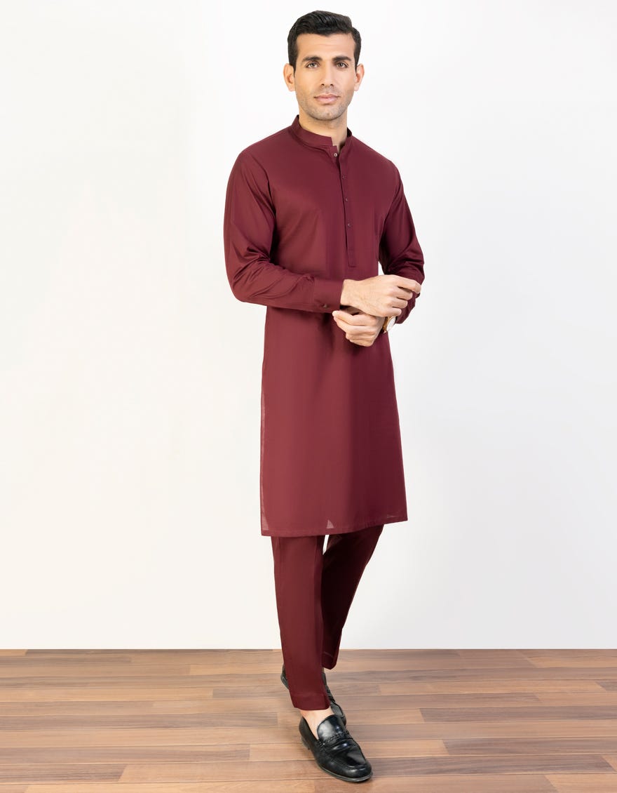 Red Cotton Unstitched Kameez Shalwar Fabric | Jjms-2393