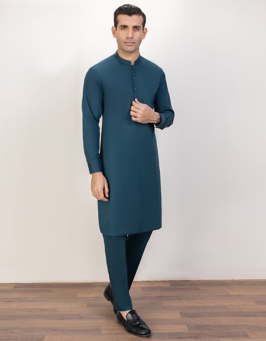 Green Cotton Unstitched Kameez Shalwar Fabric | Jjms-2394