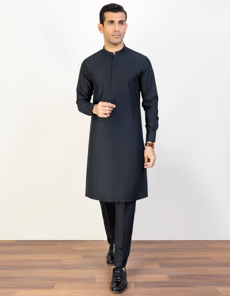 Midnight Blue Blended Unstitched Kameez Shalwar Fabric | Jjms-2399