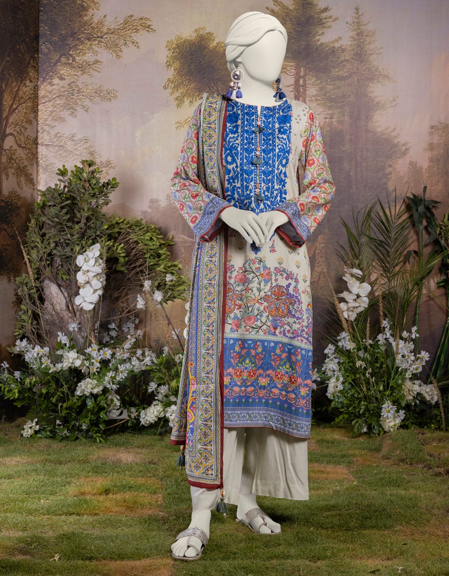 Multicolor Linen 3 Piece Embroidered Stitched | Jjpw-S-Jpw-24-001