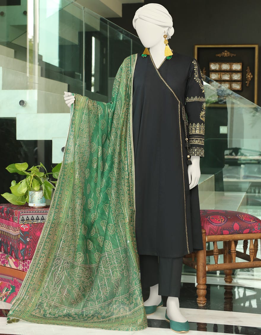 Black Lawn 3 Piece Stitched Dress | Jlawn-S-24-002